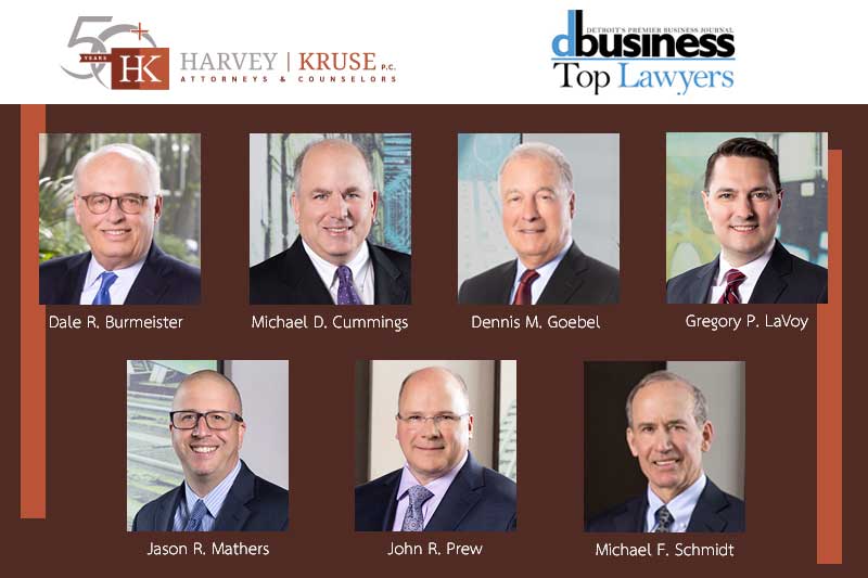 Seven Harvey Kruse Attorneys Receive DBusiness “Top Lawyers in Metro Detroit” Recognition