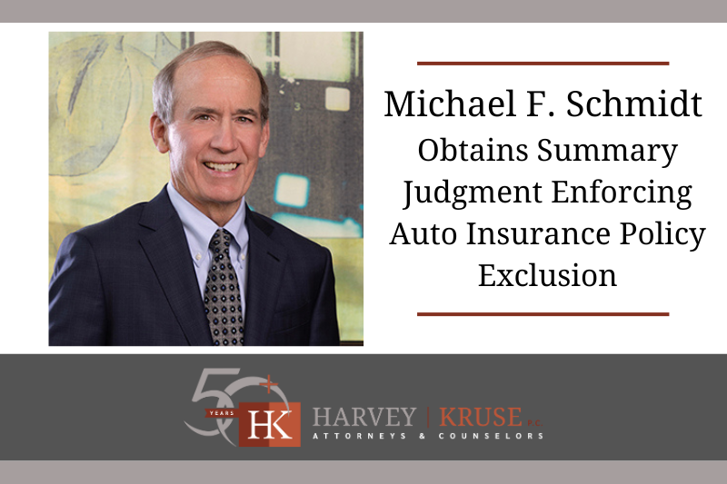 Michael F. Schmidt Obtains Summary Judgment Enforcing Auto Insurance Policy Exclusion for Use of the Insured Vehicle While Makeing a Doordash Delivery